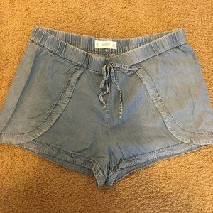 Mango Chambray Denim Shorts